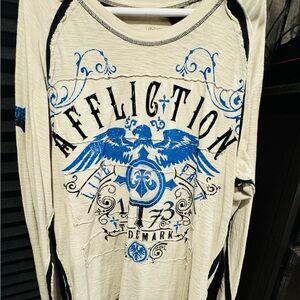 Affliction Black and Cream Graphic Tee
